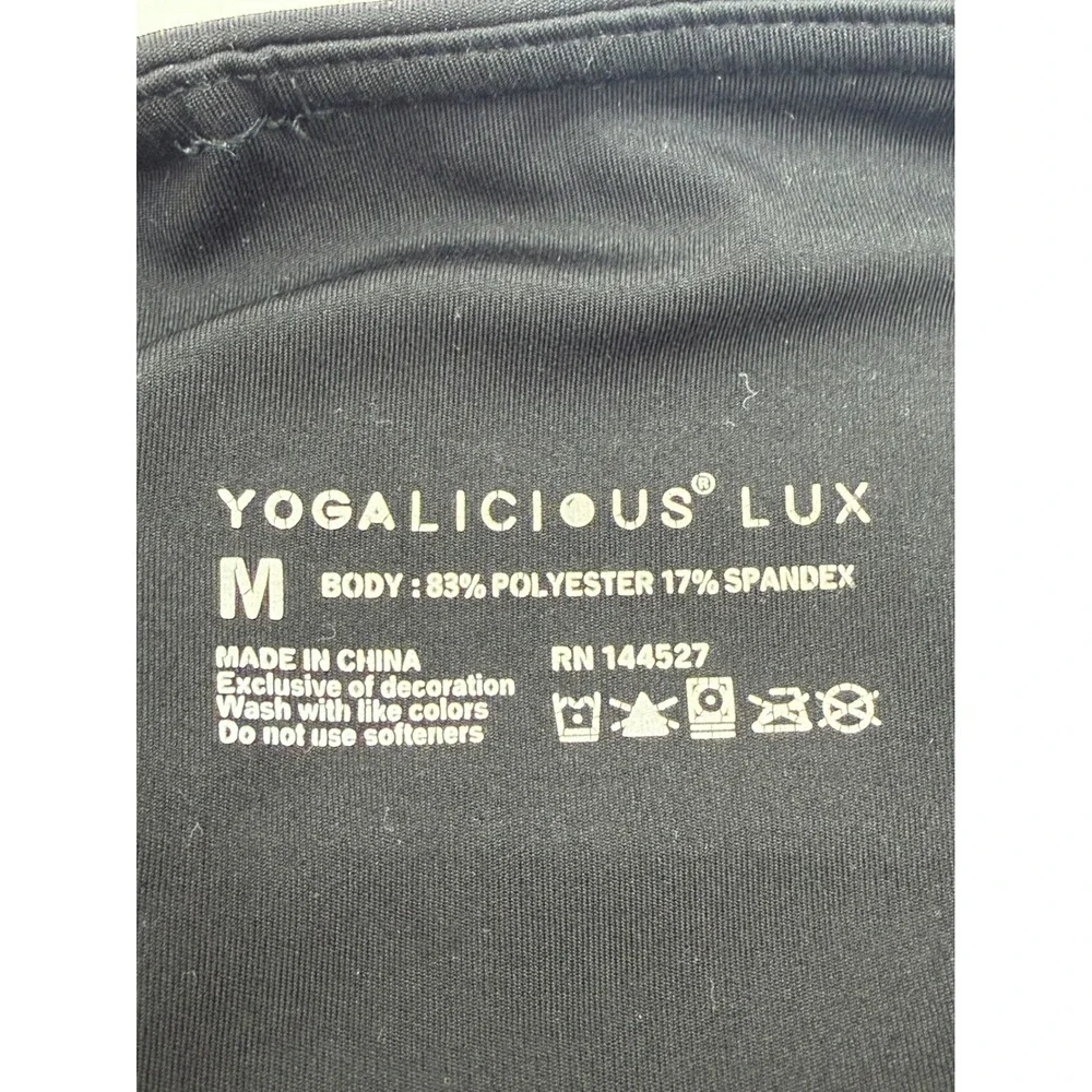 Yogalicious Lux Biker Shorts Womens Medium Black Side Pocket High Waist Athletic
